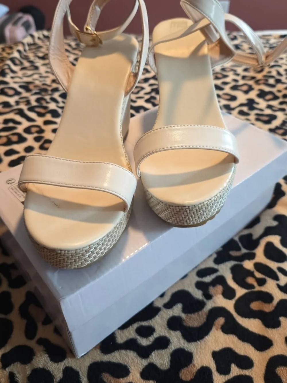 Women’s Cream Ankle-Strap Platform Sandals